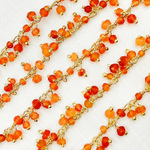 Load image into Gallery viewer, Carnelian Cluster Dangle Gold Plated Wire Chain.