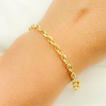 Load image into Gallery viewer, 14K Solid Yellow Gold Diamond Cut Marina Style Link Bracelet