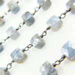 Load image into Gallery viewer, Coated Labradorite Cube Shape Oxidized Wire Chain