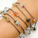 Load image into Gallery viewer, Multi Gemstone Oxidized Connected Wire Chain