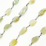 Load image into Gallery viewer, Labradorite Organic Shape Oxidized Wire Chain. LAB96