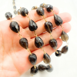 Load image into Gallery viewer, Smoky Quartz Pear Shape Gold Plated 925 Sterling Silver Wire Chain