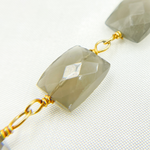 Load image into Gallery viewer, Grey Moonstone Rectangular Shape Gold Plated Wire Chain