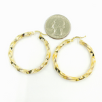 Load image into Gallery viewer, 14K Solid Gold Two Tone Twisted Hoop with Texture