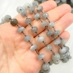 Load image into Gallery viewer, Grey Moonstone Oxidized Wire Chain