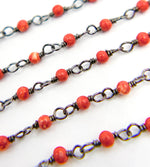 Load image into Gallery viewer, Red Coral Wire Wrap Chain