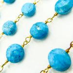 Load image into Gallery viewer, Turquoise Coin Shape Gold Plated Wire Chain