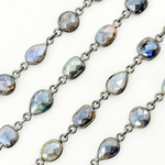 Load image into Gallery viewer, Coated Labradorite Pear & Round Shape Bezel Oxidized Wire Chain