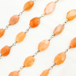 Load image into Gallery viewer, Peach Moonstone Oval Shape Wire Chain