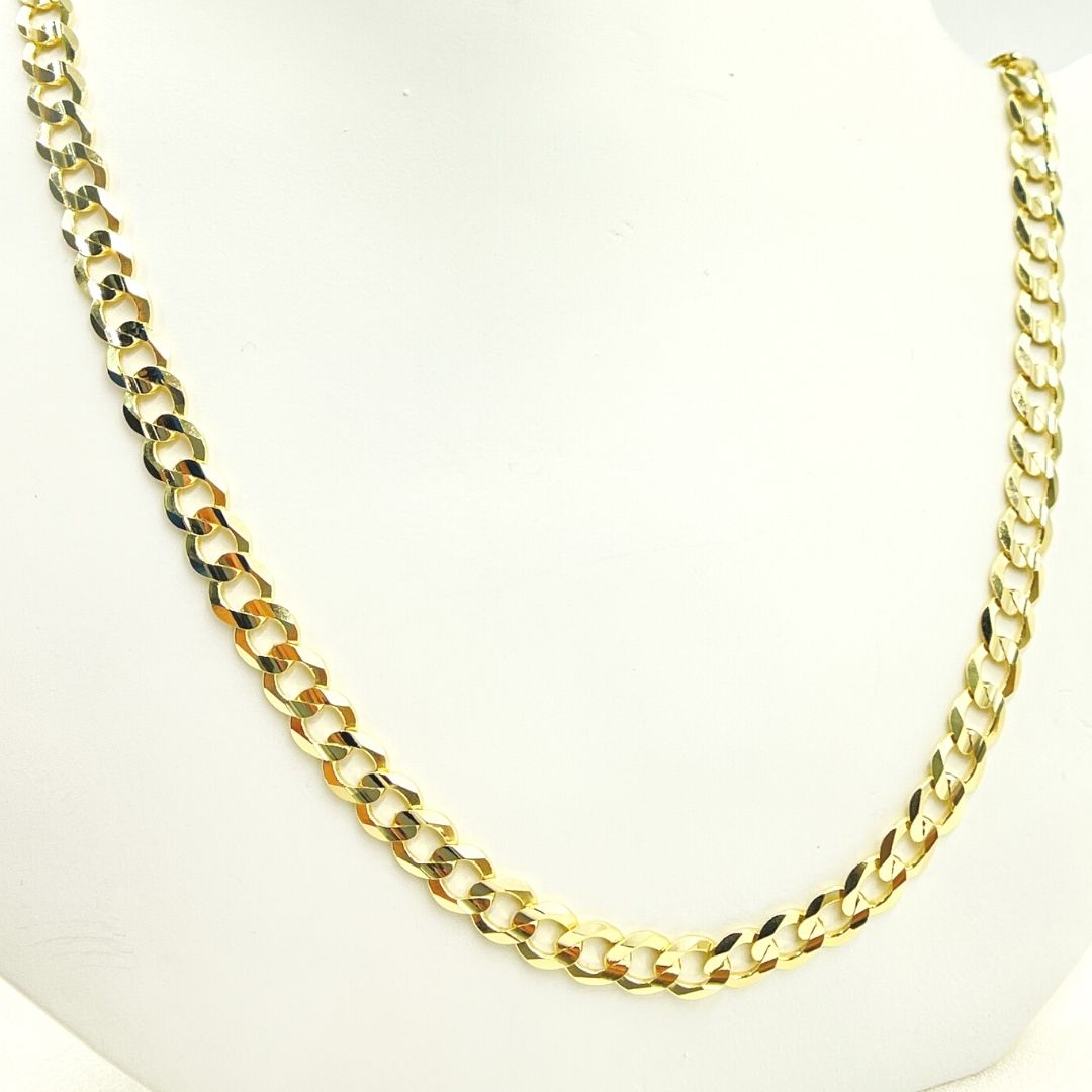 120R13FG1T2A9L001. 14K Solid Yellow Gold Miami Flat Curb Chain