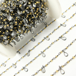 Load image into Gallery viewer, Golden Pyrite & CZ Dangle Oxidized Wire Chain