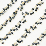 Load image into Gallery viewer, Black Spinel Cluster Dangle 3.5mm Gold Plated Wire Chain