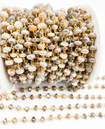 Load image into Gallery viewer, Golden Moonstone Wire Wrap Chain made with 18K Gold Plate 925 Sterling Silver. CMS29