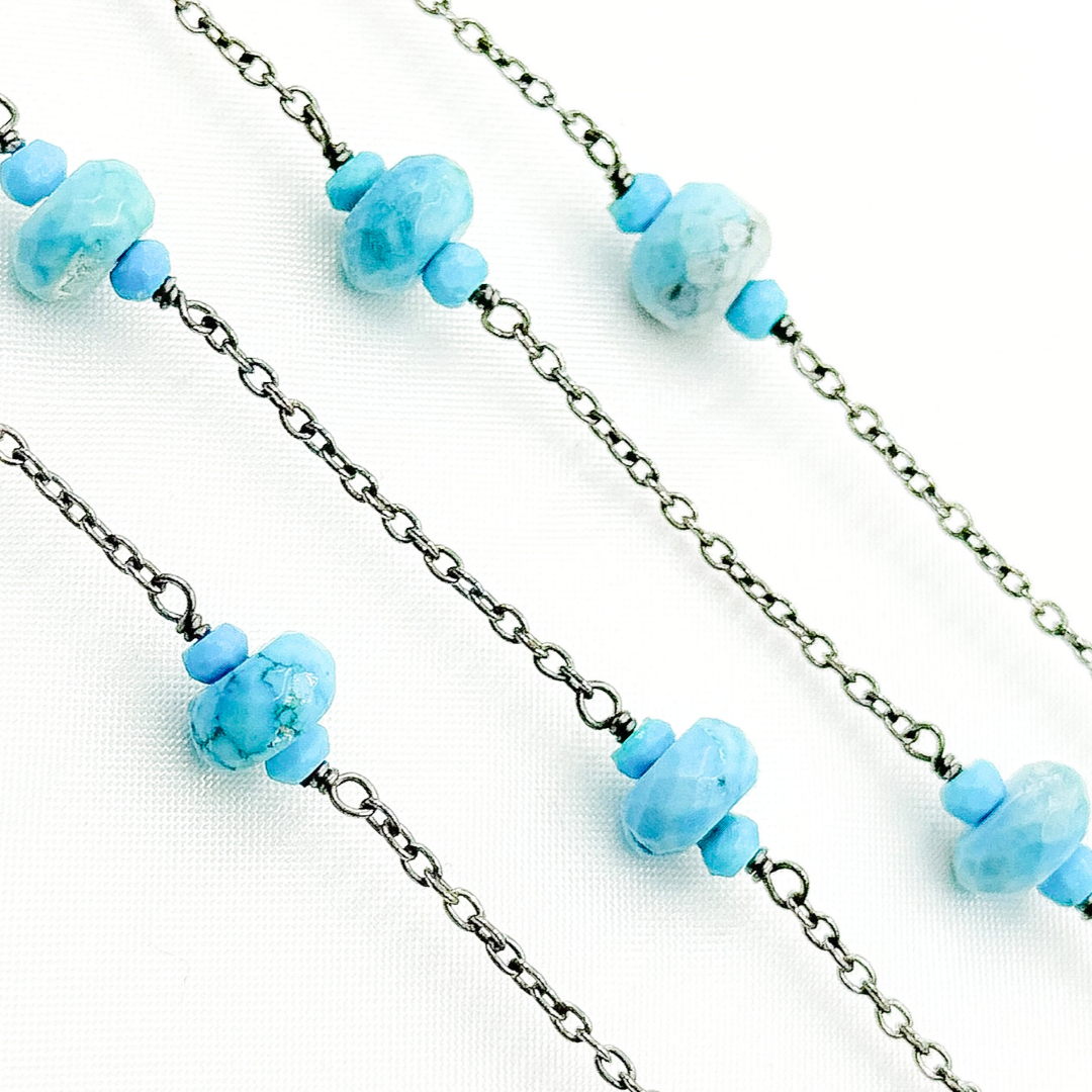 Turquoise Oxidized Connected Wire Chain.