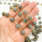 Load image into Gallery viewer, Labradorite Round Shape Gold Plated Wire Chain