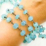 Load image into Gallery viewer, Blue Chalcedony Oxidized 925 Sterling Silver Wire Chain