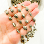 Load image into Gallery viewer, Pyrite Oval Shape Gold Plated Wire Chain