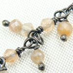 Load image into Gallery viewer, Coated Peach Moonstone Cluster Dangle Oxidized Wire Chain.