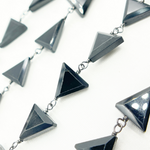 Load image into Gallery viewer, Black Spinel Triangle Shape Oxidized 925 Sterling Silver Wire Chain