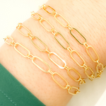 Load image into Gallery viewer, 14K Yellow Gold Filled Flat Oval Link & Round Links Chain.