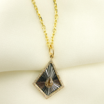 Load image into Gallery viewer, 925 Sterling Silver Black Rhodium with Diamonds Diamond Shape Charm.