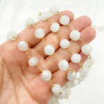 Load image into Gallery viewer, White Rainbow Moonstone Gold Plated Wire Chain.