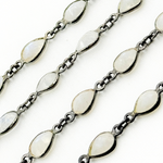Load image into Gallery viewer, White Moonstone Pear Shape Bezel Oxidized Wire Chain