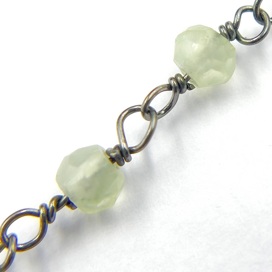Prehnite Oxidized 925 Sterling Silver Wire Chain
