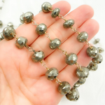 Load image into Gallery viewer, Pyrite Rondel Faceted Gold Plated Wire Chain