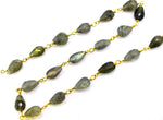 Load image into Gallery viewer, Labradorite Tear Drop Gold Plated 925 Sterling Silver Wire Chain