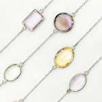 Load image into Gallery viewer, Multi Gemstone Oval Shape Bezel 925 Sterling Silver Wire Chain