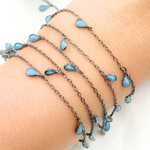 Load image into Gallery viewer, Blue Cubic Zirconia Pear Shape Dangle Chain