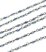 Load image into Gallery viewer, Coated Blue Quartz Wire Wrap Chain. CQU18