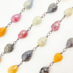 Load image into Gallery viewer, Multi Sapphire Tear Drop Shape Oxidized Wire Chain