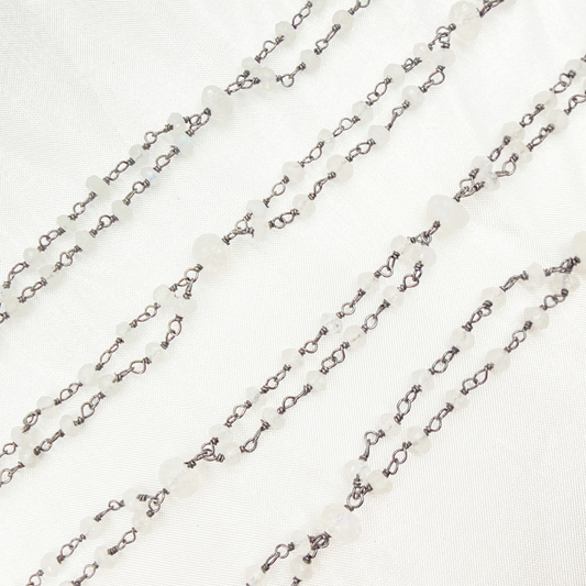 Moonstone Fancy Oxidized Wire Chain.