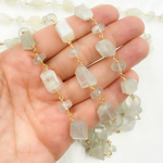 Load image into Gallery viewer, Siloni MIx Shapes Moonstone Gold Plated Wire Chain. MS49