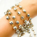 Load image into Gallery viewer, Steel Pyrite Cube Shape Gold Plated Wire Chain