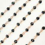Load image into Gallery viewer, Black Spinel Rose Gold Plated Wire Chain
