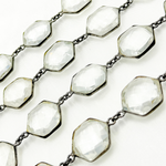 Load image into Gallery viewer, Crystal Hexagon Shape Bezel Oxidized Wire Chain.