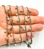 Load image into Gallery viewer, Pyrite Drop Dangle Oxidized Wire Chain.