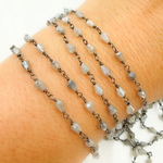 Load image into Gallery viewer, Coated Labradorite Oxidized Wire Chain