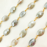 Load image into Gallery viewer, Milky Aquamarine Gold Plated Wire Chain.