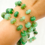 Load image into Gallery viewer, Chrysoprase Smooth Rondel Gold Plated Wire Chain.