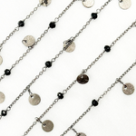 Load image into Gallery viewer, Black Spinel & Dangle Disc Oxidized Wire Chain.