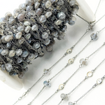 Load image into Gallery viewer, Coated Labradorite & White Topaz Oxidized Connected Wire Chain.