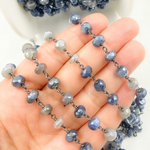 Load image into Gallery viewer, Coated Blue Quartz Oxidized Chain.