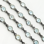 Load image into Gallery viewer, Sky Blue Topaz Round Shape Bezel Oxidized Wire Chain.