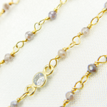 Load image into Gallery viewer, Coated Multi Moonstone & CZ Gold Plated Wire Chain.