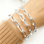 Load image into Gallery viewer, V176SS. 925 Sterling Silver Smooth Hollow Paperclip Link Chain