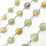 Load image into Gallery viewer, Coated Labradorite Round Shape Oxidized Wire Chain